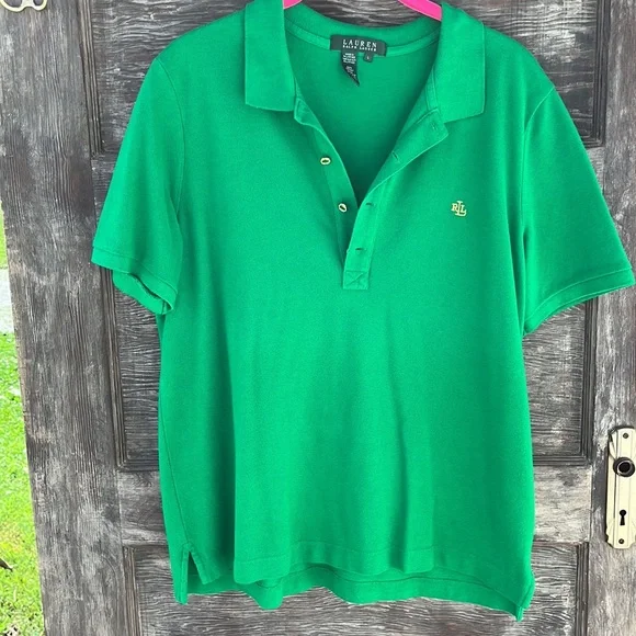 Vintage Lauren Ralph Lauren Women’s Polo Shirt, Kelly Green | L - Picture 4 of 10
